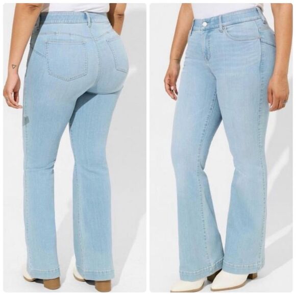 torrid Denim - Torrid Bombshell Flare High Rise Premium Stretch Jeans Light Wash Plus Size 18T